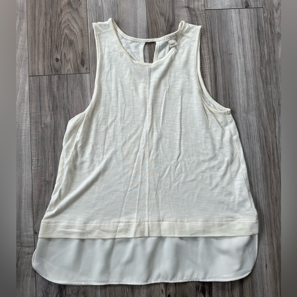 J Crew Cream Tank Top with Key Hole on the Back Size Large